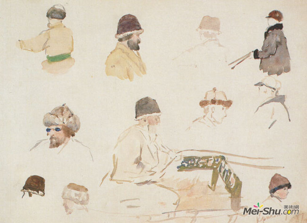 瓦西里·伊万诺维奇·苏里科夫(Vasily Surikov)高清作品《冬帽雄头》