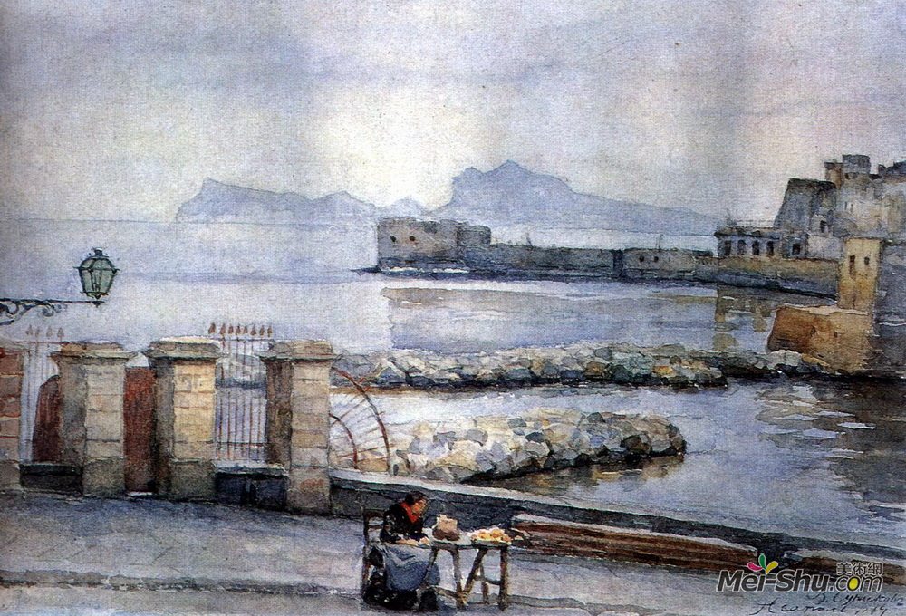 瓦西里·伊万诺维奇·苏里科夫(Vasily Surikov)高清作品《Naples. Enbankment.》