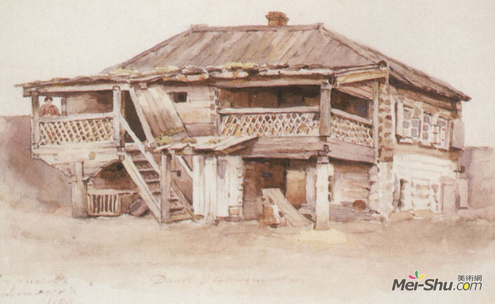 瓦西里·伊万诺维奇·苏里科夫(Vasily Surikov)高清作品《Okhotnikov's house in Krasnoyarsk》