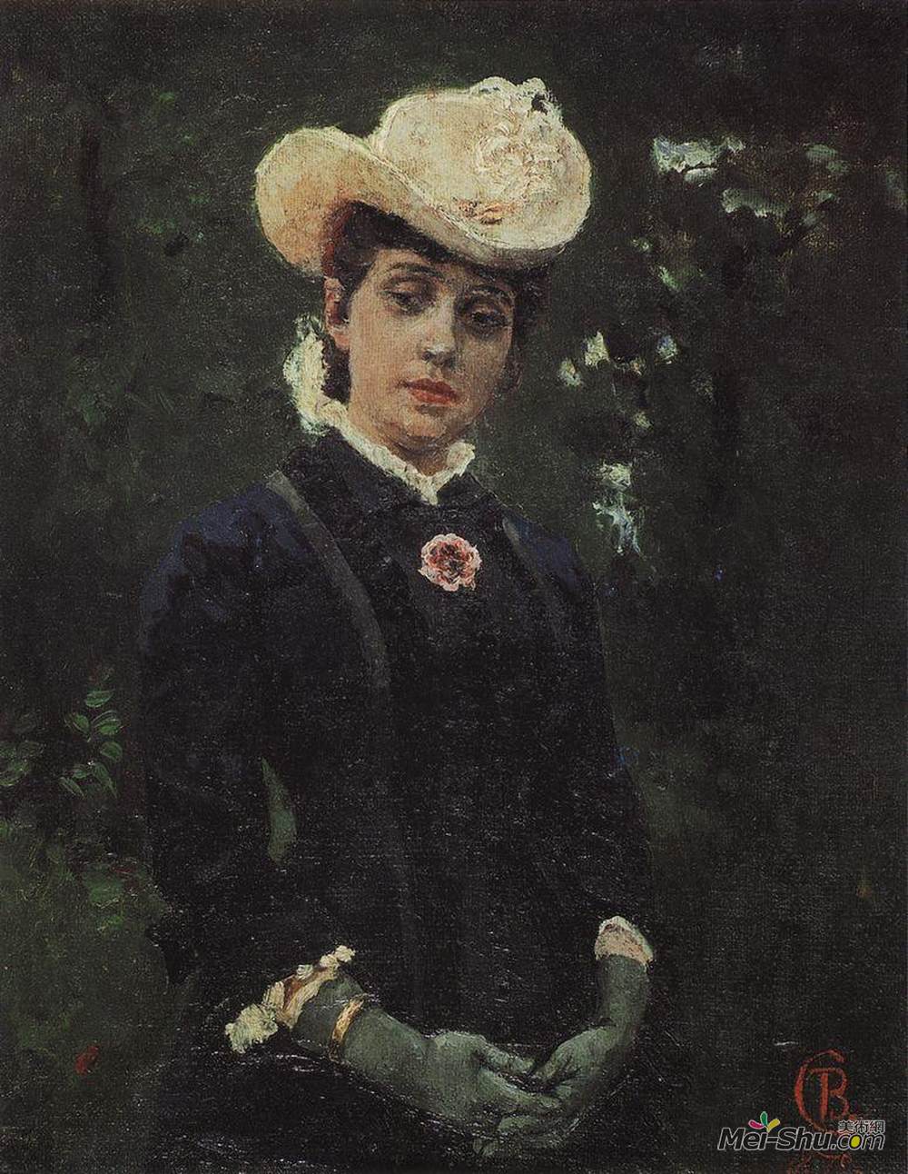 瓦西里·伊万诺维奇·苏里科夫(Vasily Surikov)高清作品《Portrait of E. K. Deryagina》