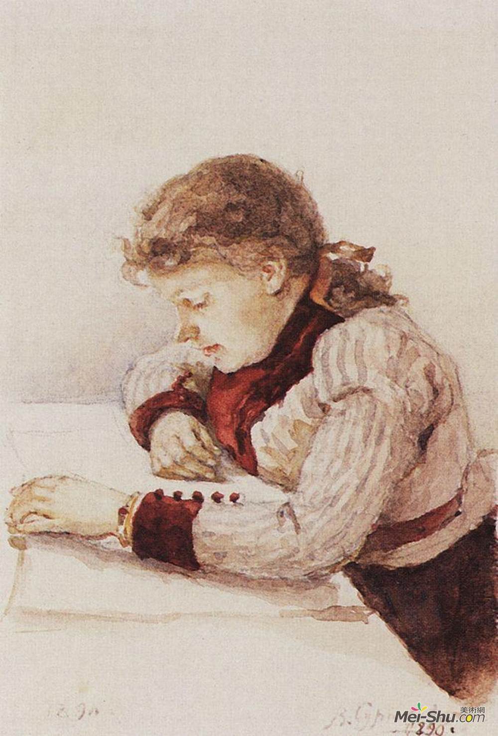 瓦西里·伊万诺维奇·苏里科夫(Vasily Surikov)高清作品《Portrait of K. M. Verkhoturova》