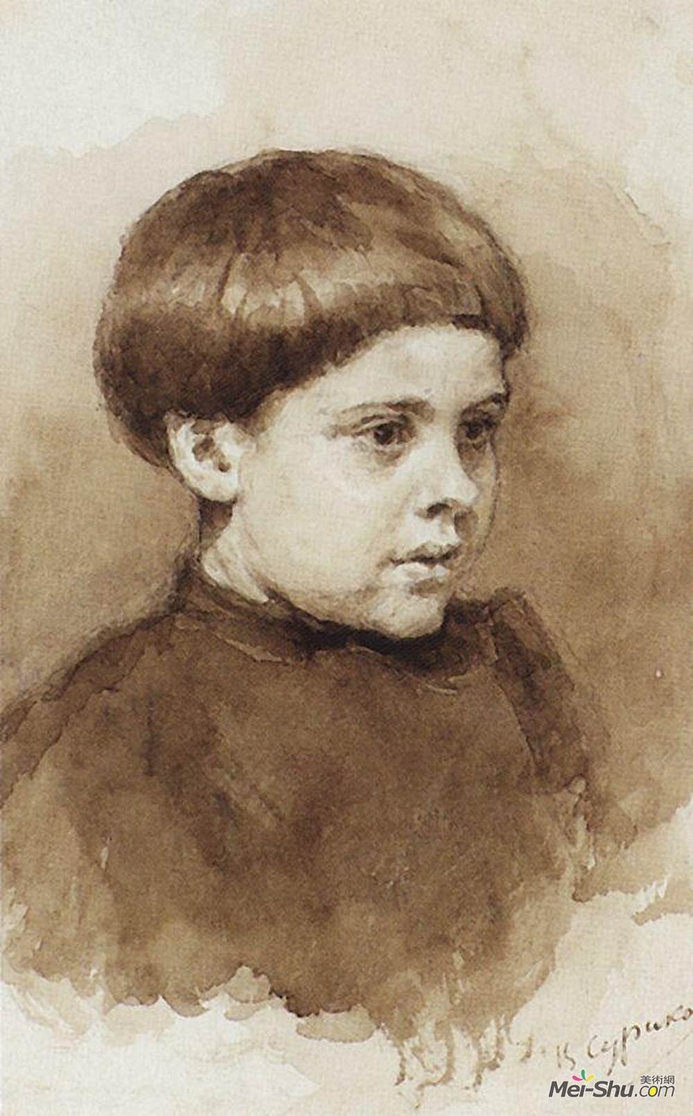 瓦西里·伊万诺维奇·苏里科夫(Vasily Surikov)高清作品《Portrait of O. V. Surikova》