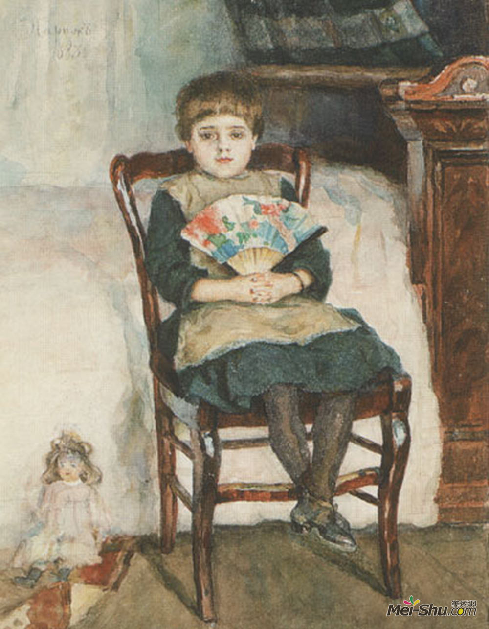 瓦西里·伊万诺维奇·苏里科夫(Vasily Surikov)高清作品《Portrait of Olga Surikova in childhood》