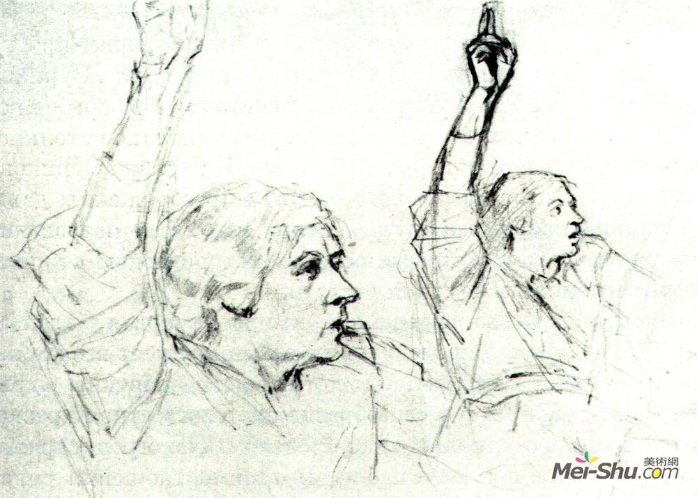 瓦西里·伊万诺维奇·苏里科夫(Vasily Surikov)高清作品《Study to "Boyarynya Morozova"》