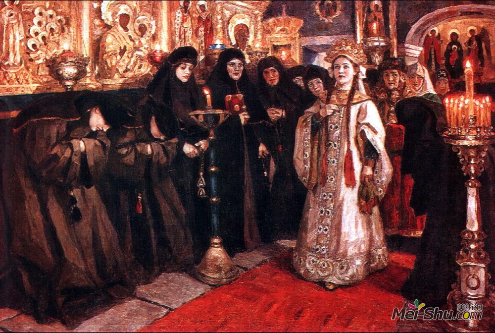 瓦西里·伊万诺维奇·苏里科夫(Vasily Surikov)高清作品《Tsarevna's visit of nunnery》