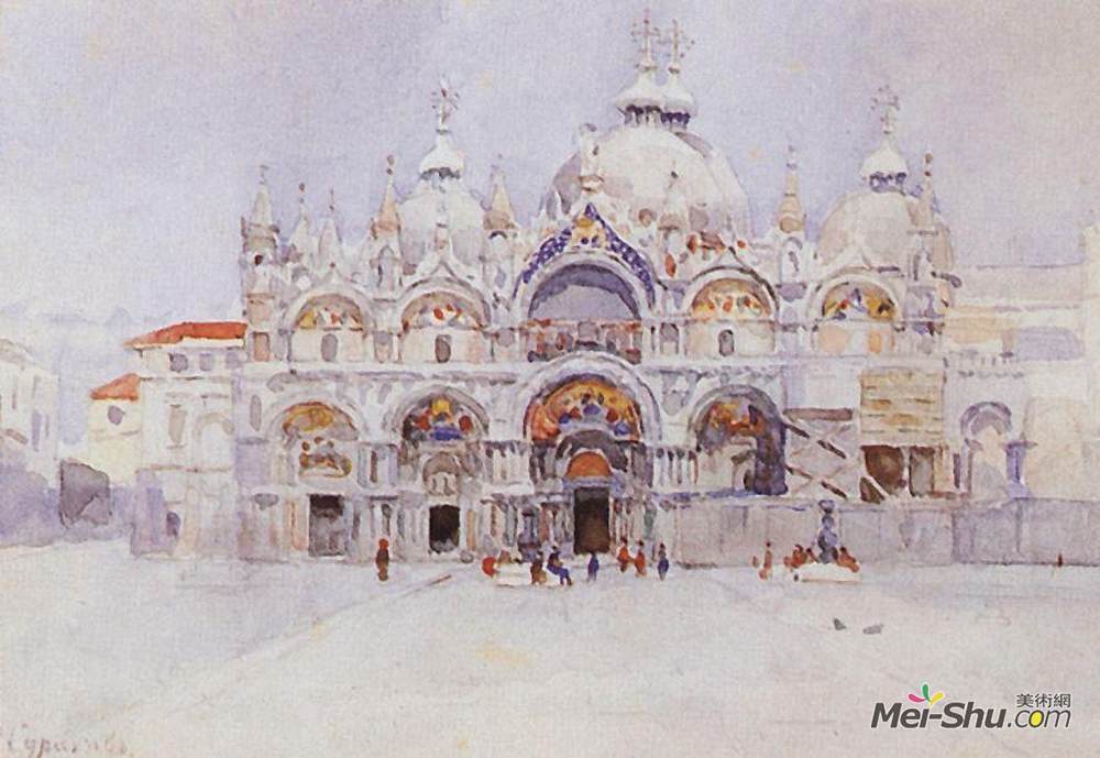 瓦西里·伊万诺维奇·苏里科夫(Vasily Surikov)高清作品《威尼斯。圣马克大教堂。》