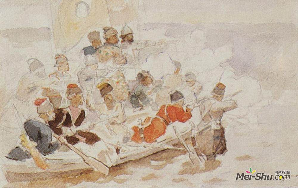 瓦西里·伊万诺维奇·苏里科夫(Vasily Surikov)高清作品《耶马克征服西伯利亚（研究）》