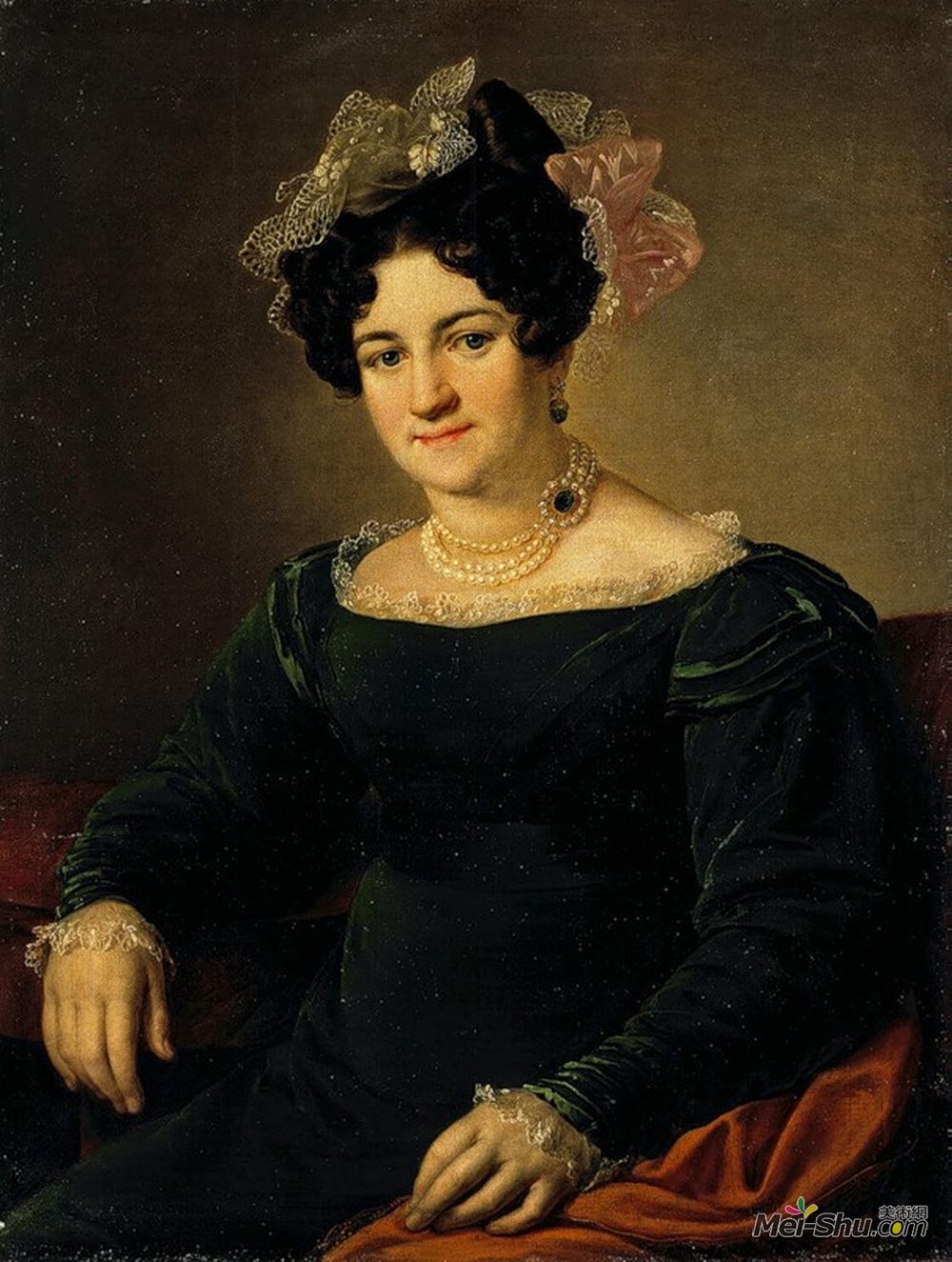 瓦西里·特罗平宁(Vasily Tropinin)高清作品《Portrait of a P.I. Sapozhnikova》