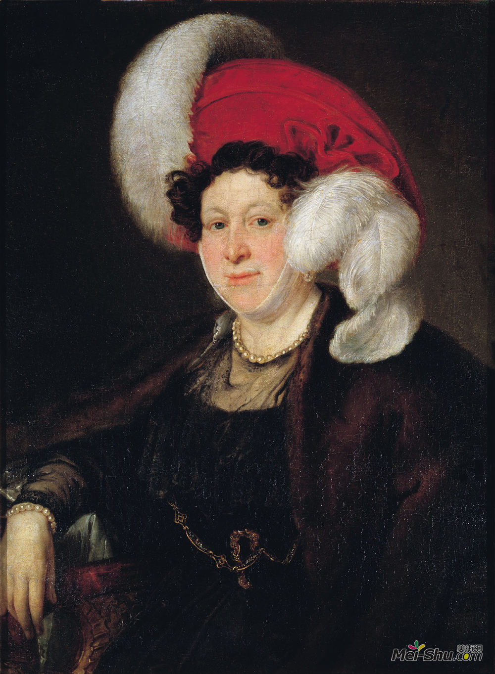 瓦西里·特罗平宁(Vasily Tropinin)高清作品《Portrait of Countess N. A. Zubova》