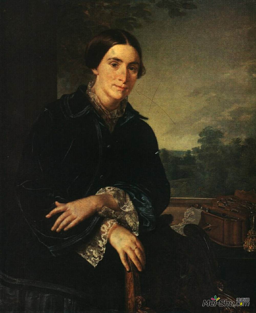 瓦西里·特罗平宁(Vasily Tropinin)高清作品《Portrait of E.A. Selivanovskaya》