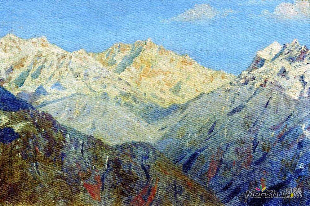 瓦西里·维列什查金(Vasily Vereshchagin)高清作品《喜马拉雅山脉。主峰》