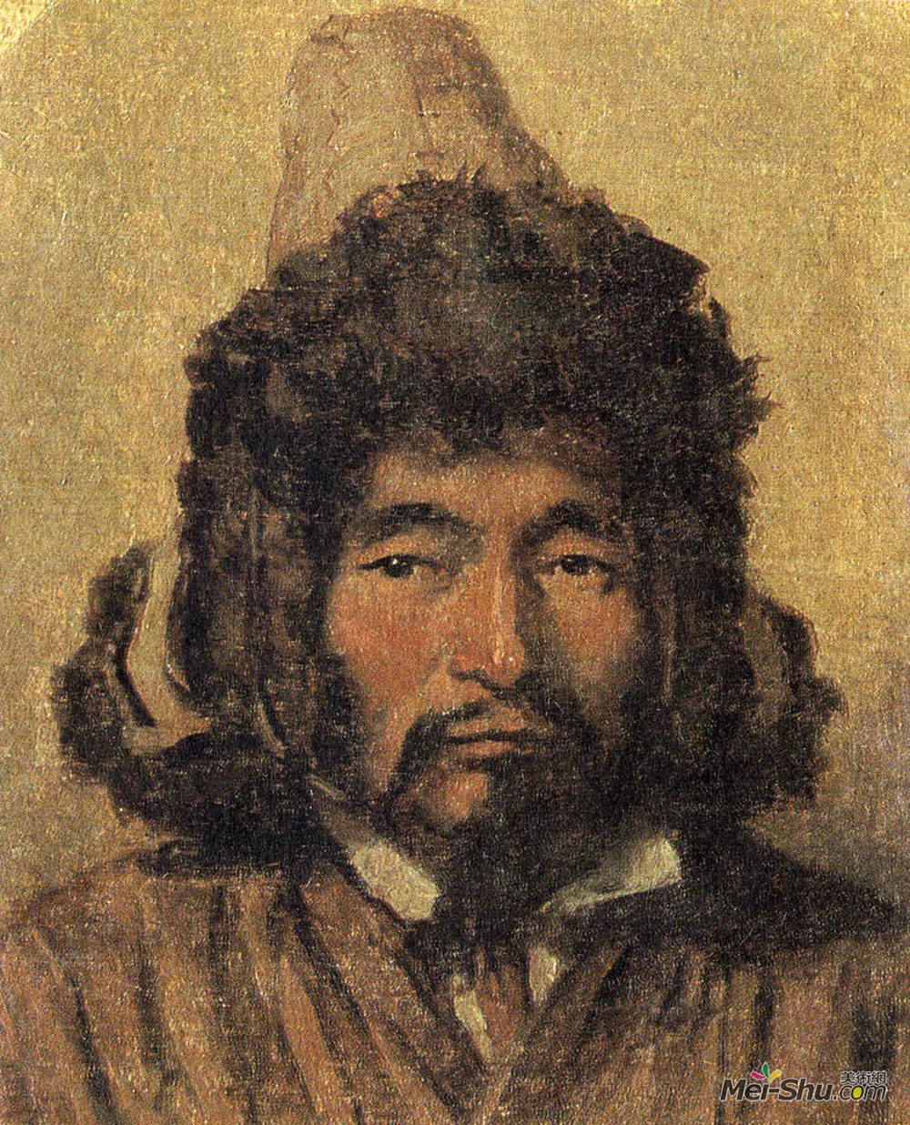 瓦西里·维列什查金(Vasily Vereshchagin)高清作品《哈萨克族裘皮帽》