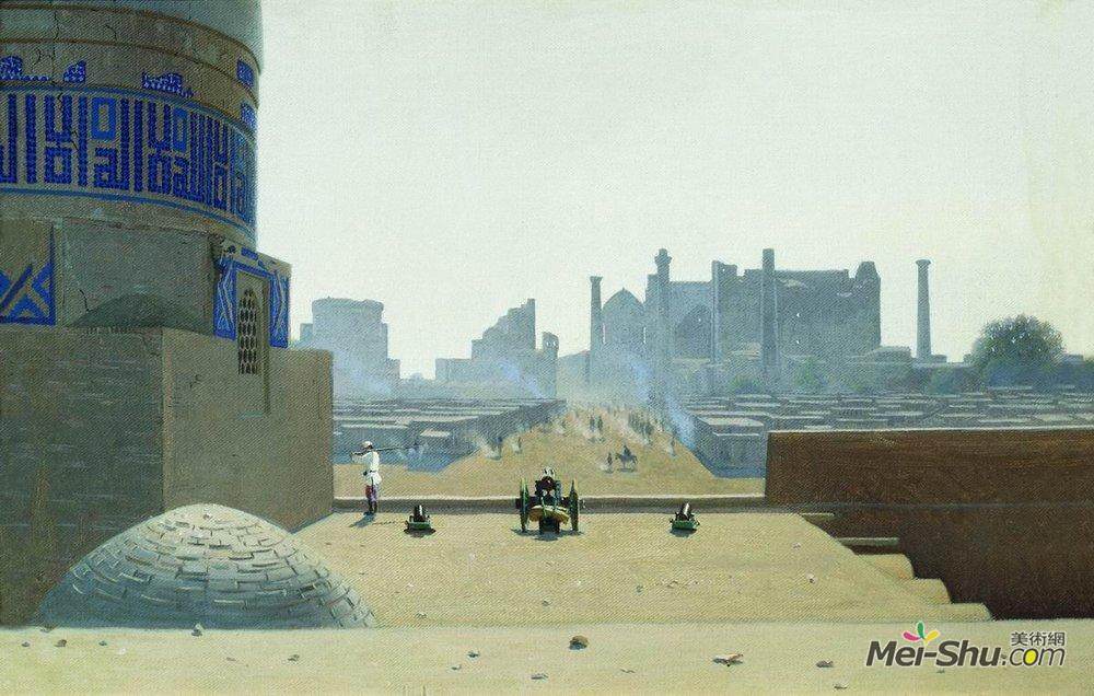 瓦西里·维列什查金(Vasily Vereshchagin)高清作品《撒马尔罕大街，从城堡的高度》