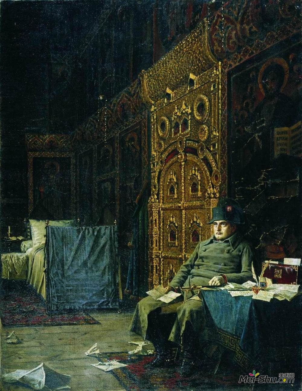 瓦西里·维列什查金(Vasily Vereshchagin)高清作品《在路上。来自法国的坏消息》
