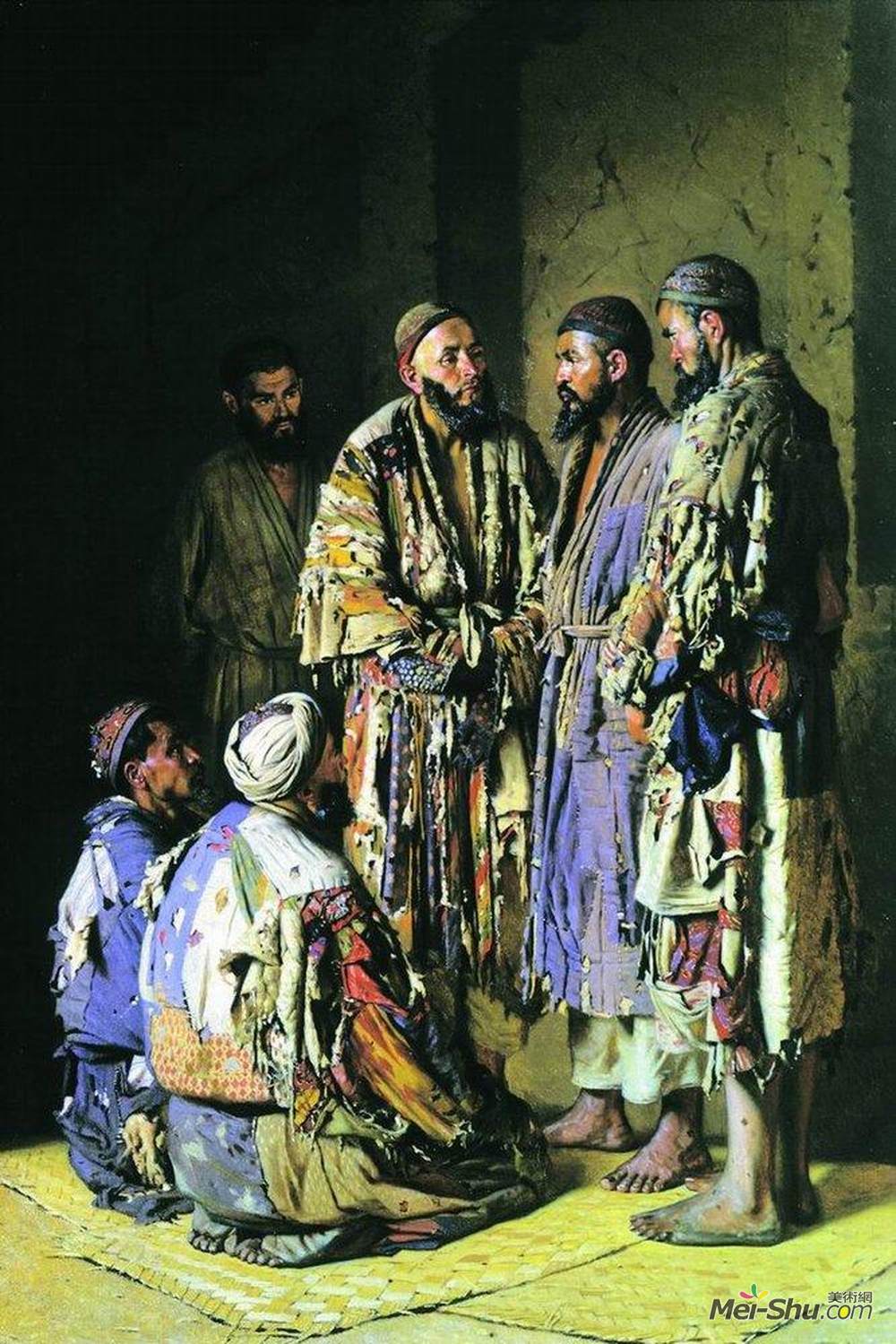 瓦西里·维列什查金(Vasily Vereshchagin)高清作品《鸦片店的政客塔什干。》