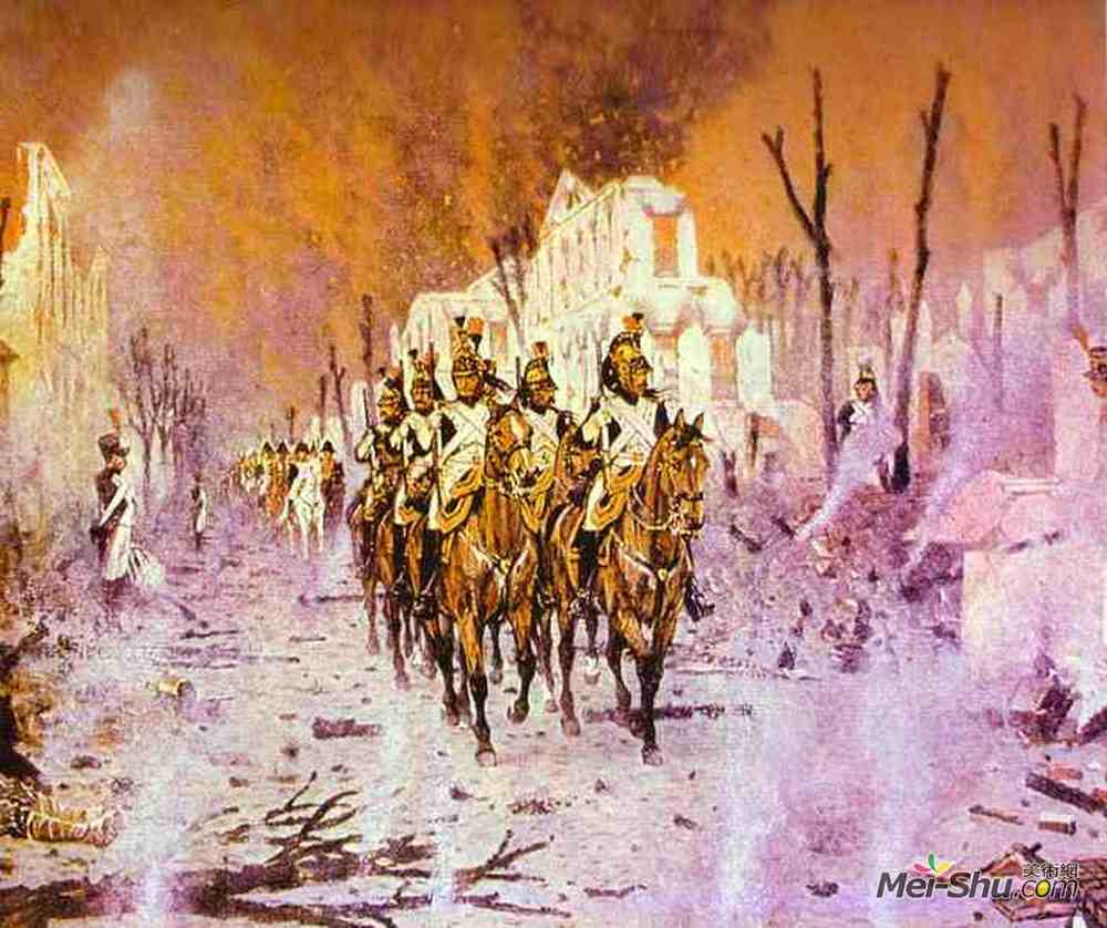 瓦西里·维列什查金(Vasily Vereshchagin)高清作品《彼得罗夫宫殿的归来》