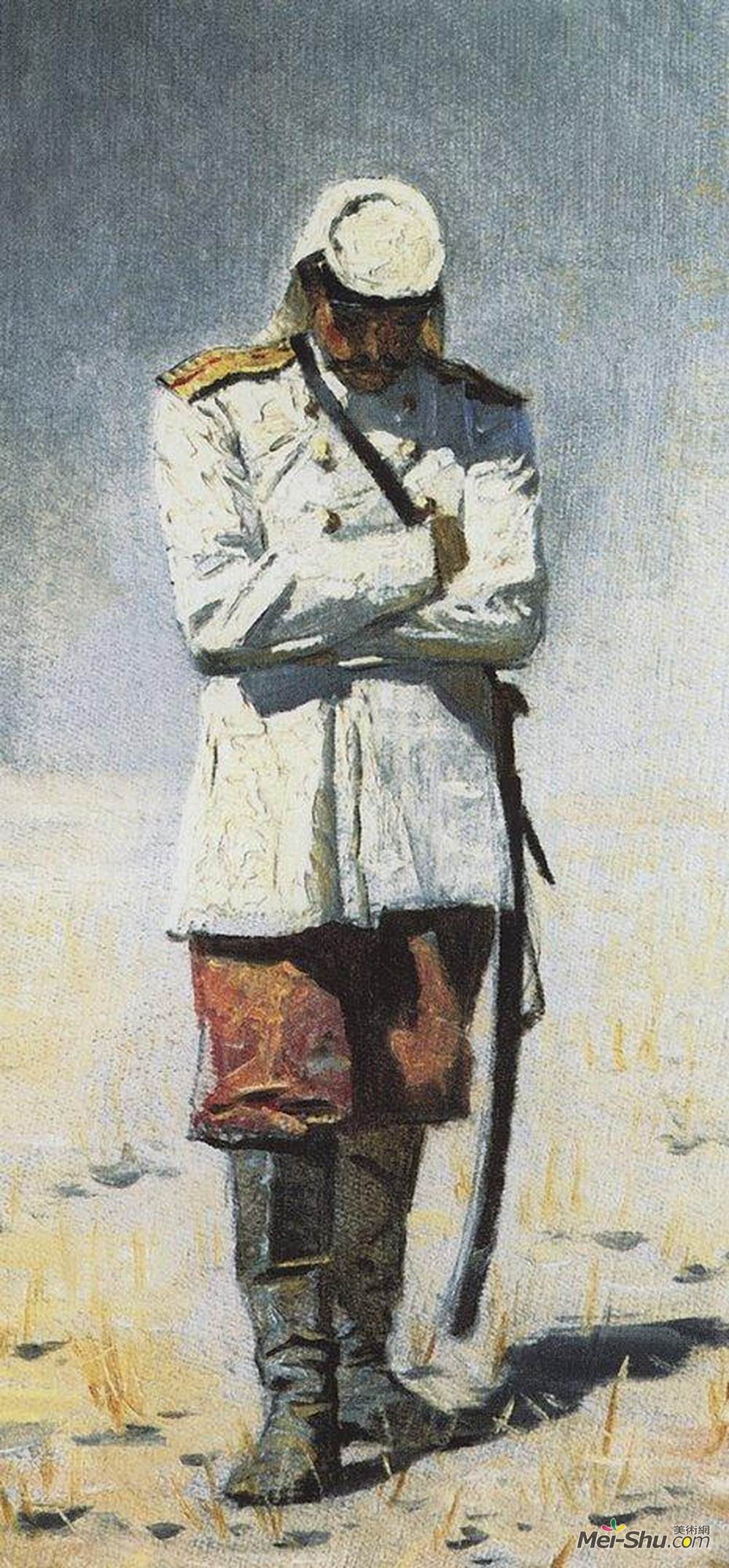 瓦西里·维列什查金(Vasily Vereshchagin)高清作品《突厥斯坦军官，当没有战役》