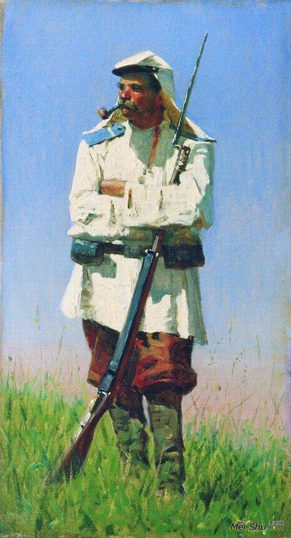 瓦西里·维列什查金(Vasily Vereshchagin)高清作品《冬日突厥斯坦战士》