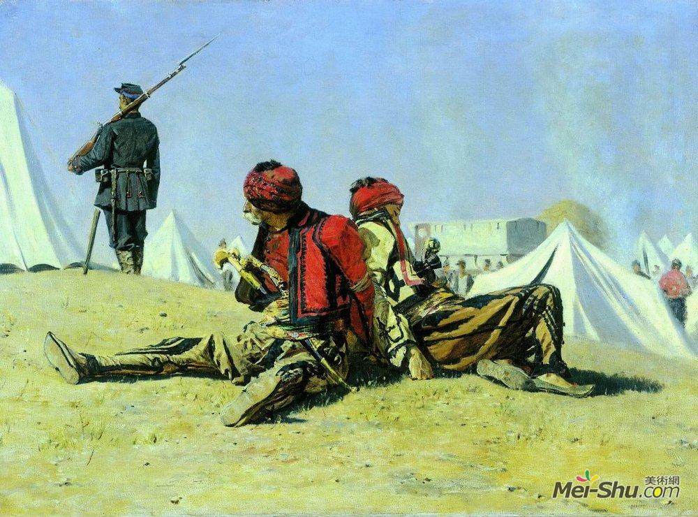 瓦西里·维列什查金(Vasily Vereshchagin)高清作品《Two hawks (Bashi-bazouk)》