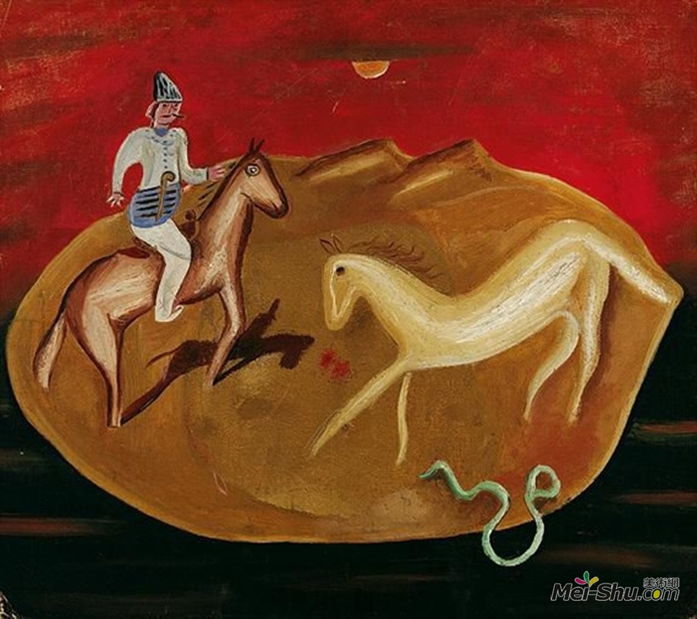 维克多·布罗纳(Victor Brauner)高清作品《骑士，白马和蛇》