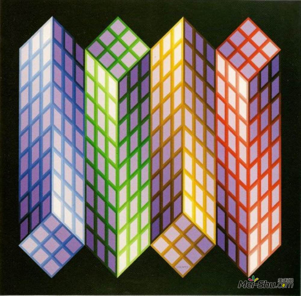 维克多·瓦沙雷(Victor Vasarely)高清作品《塔的大》