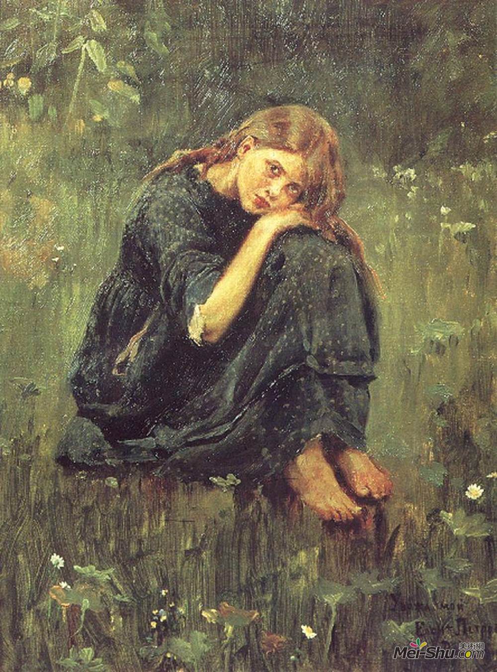 维克托·米哈伊洛维奇·瓦斯涅佐夫(Viktor Vasnetsov)高清作品《Alyonushka（研究）》
