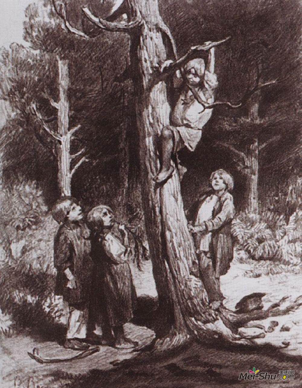 维克托·米哈伊洛维奇·瓦斯涅佐夫(Viktor Vasnetsov)高清作品《孩子们在毁坏巢穴》
