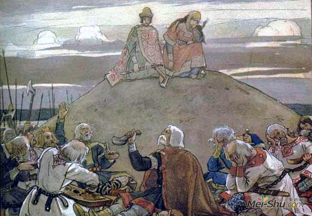 维克托·米哈伊洛维奇·瓦斯涅佐夫(Viktor Vasnetsov)高清作品《奥列格的葬礼》
