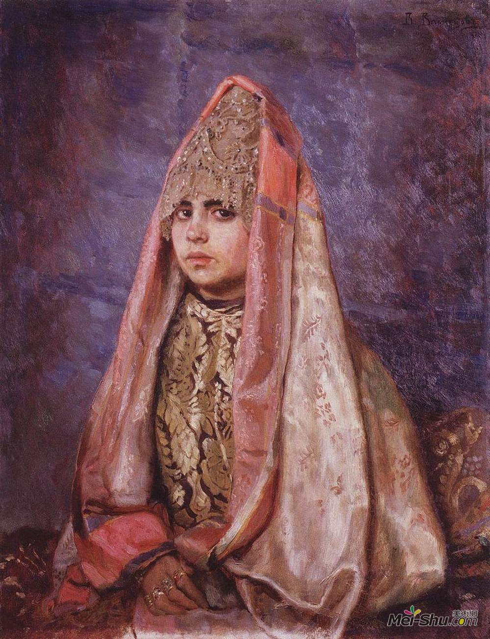 维克托·米哈伊洛维奇·瓦斯涅佐夫(Viktor Vasnetsov)高清作品《Portrait of V. Mamontova》