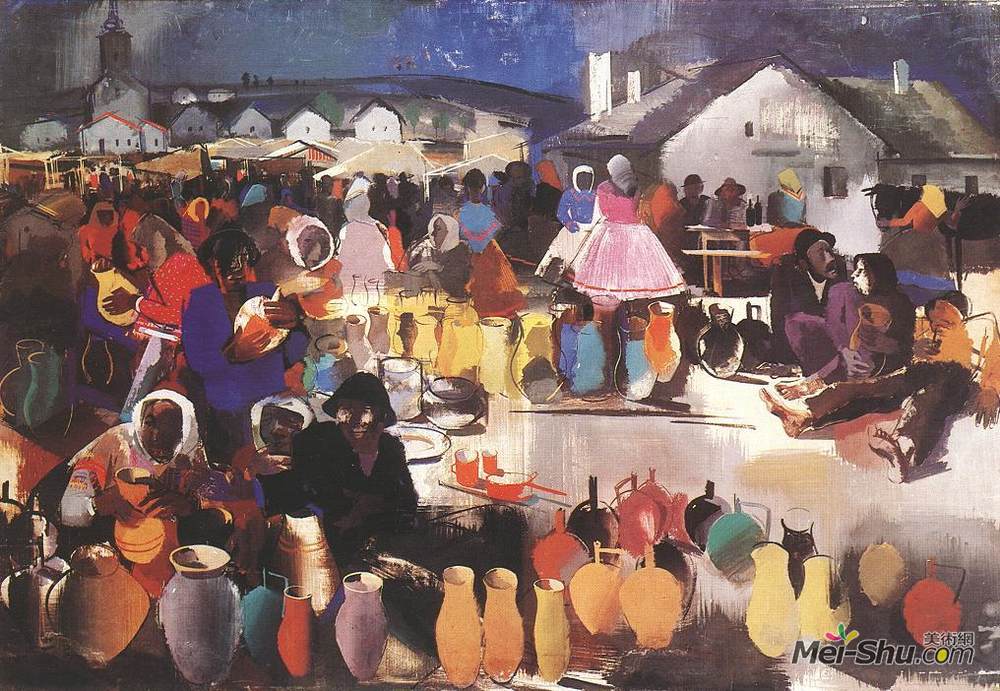 维尔莫什阿巴-诺瓦克(Vilmos Aba-Novak)高清作品《陶瓷市场》