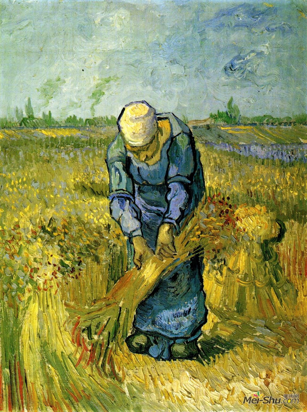 vincent van gogh文森特·梵高油画2186《小米后的农民妇女绑定捆》