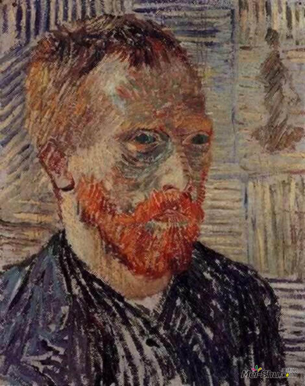 《日本版画自画像》文森特·梵高(vincent van gogh)高清作品欣赏