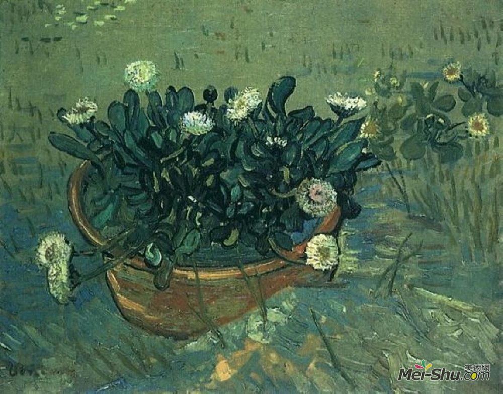 vincent van gogh,Jean-Michel Basquiat 雏菊静物碗文森特梵高vincentvangogh高清作品欣赏
