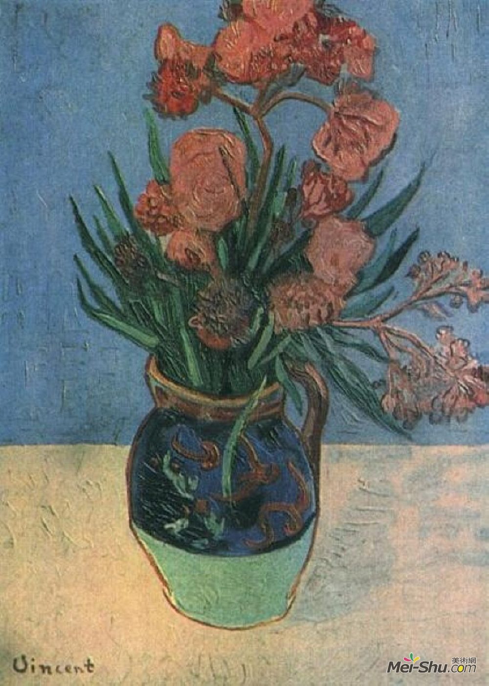 夹竹桃花瓶文森特梵高vincentvangogh高清作品欣赏