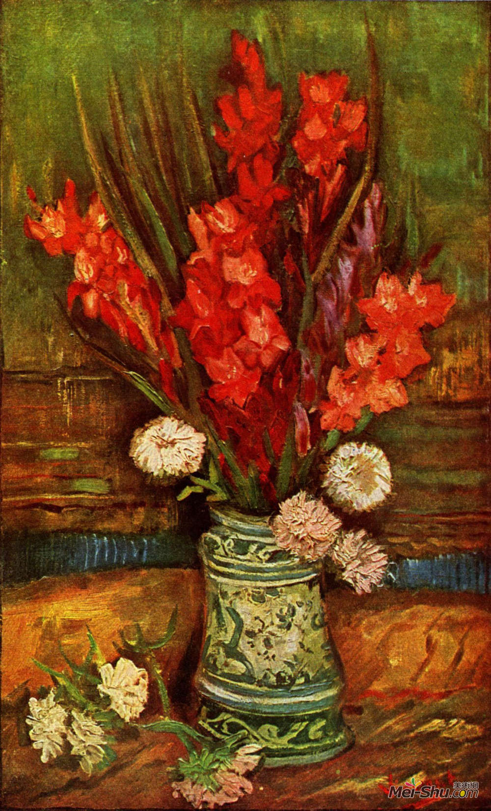 红花唐菖蒲花瓶文森特梵高vincentvangogh高清作品欣赏