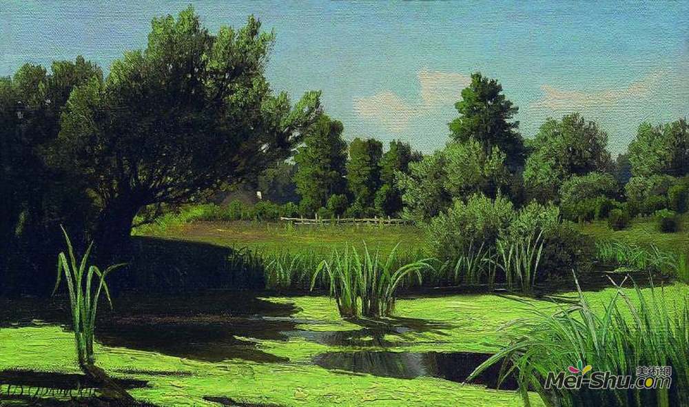 弗拉基米尔奥尔洛夫斯基(Volodymyr Orlovsky)高清作品《风景。河里的芦苇。》