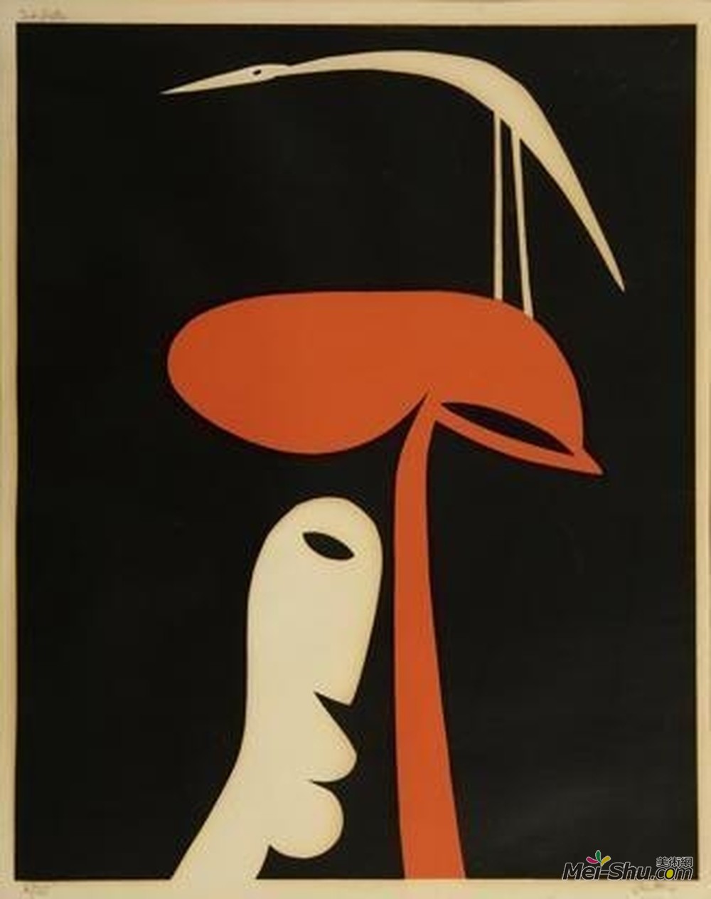 瓦尔特·巴蒂斯(Walter Battiss)高清作品《鸟，树，人》