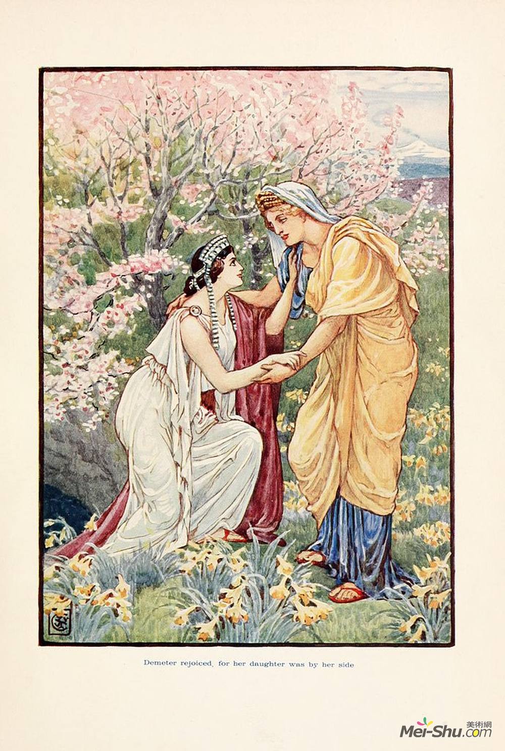 沃尔特·克兰(Walter Crane)高清作品《德米特很高兴，因为她的女儿在她身边》