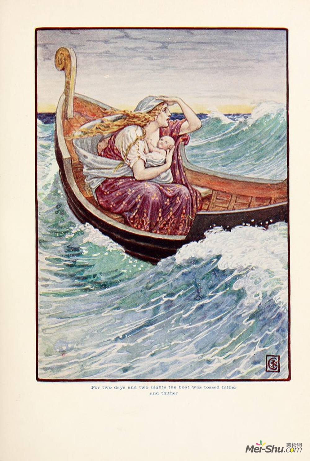 沃尔特·克兰(Walter Crane)高清作品《两天两夜，小船到处漂流》