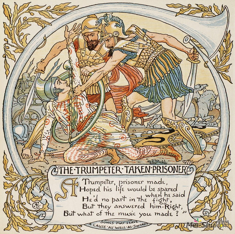 沃尔特·克兰(Walter Crane)高清作品《被采取的号手的例证囚犯》
