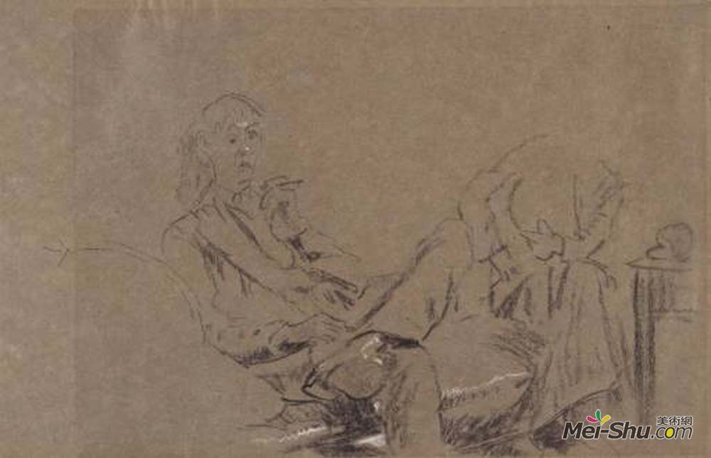 华特·席格(Walter Sickert)高清作品《“小茶会”研究》