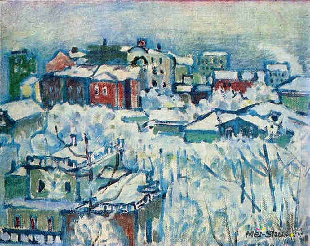 瓦西里·康定斯基(Wassily Kandinsky)高清作品《Moscow. Smolensky boulevard. Study》