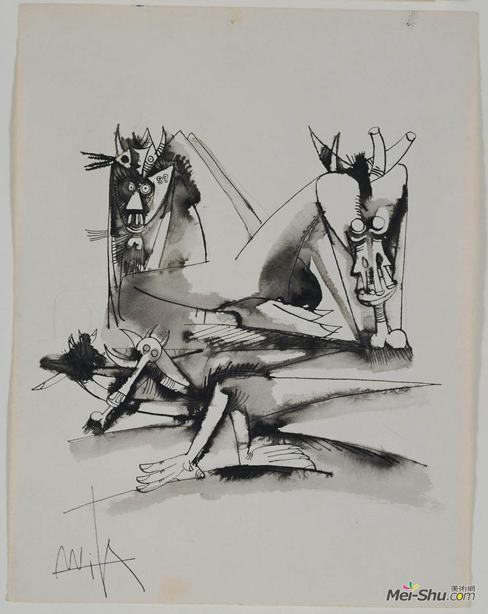 林飞龙(Wifredo Lam)高清作品《无题0742》