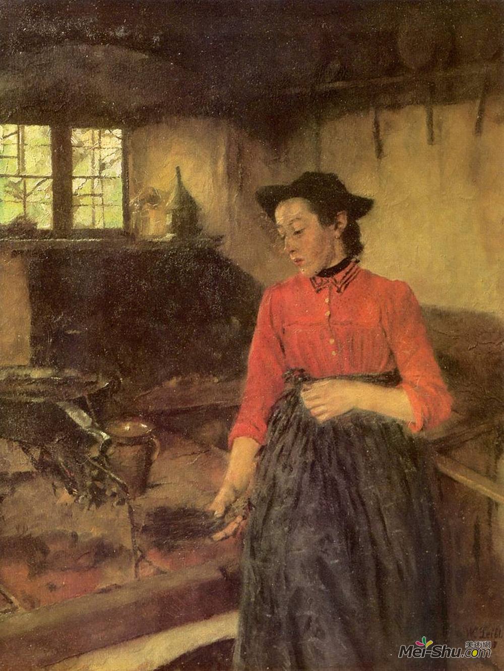 威廉·莱伯尔(Wilhelm Leibl)高清作品《并购amp?dchen滚刀》