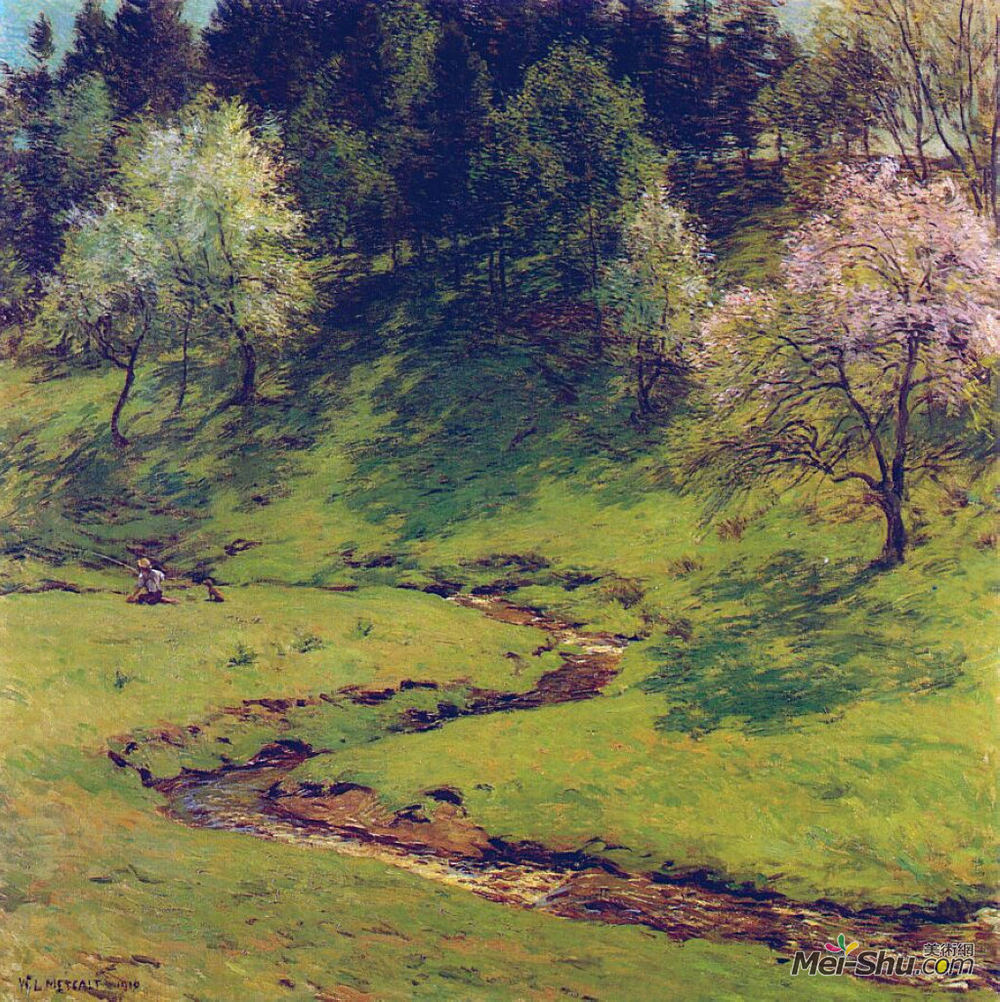 乌伊拉德·梅特卡夫(Willard Metcalf)高清作品《开花期》