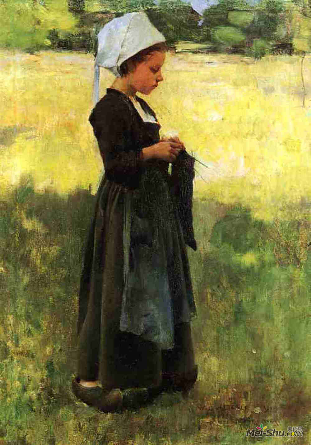 乌伊拉德·梅特卡夫(Willard Metcalf)高清作品《布雷顿女孩》