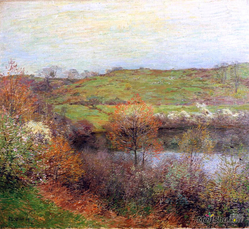乌伊拉德·梅特卡夫(Willard Metcalf)高清作品《花蕾》