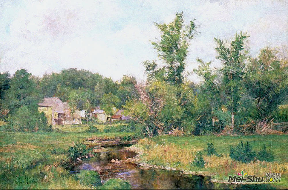 乌伊拉德·梅特卡夫(Willard Metcalf)高清作品《农场景象》
