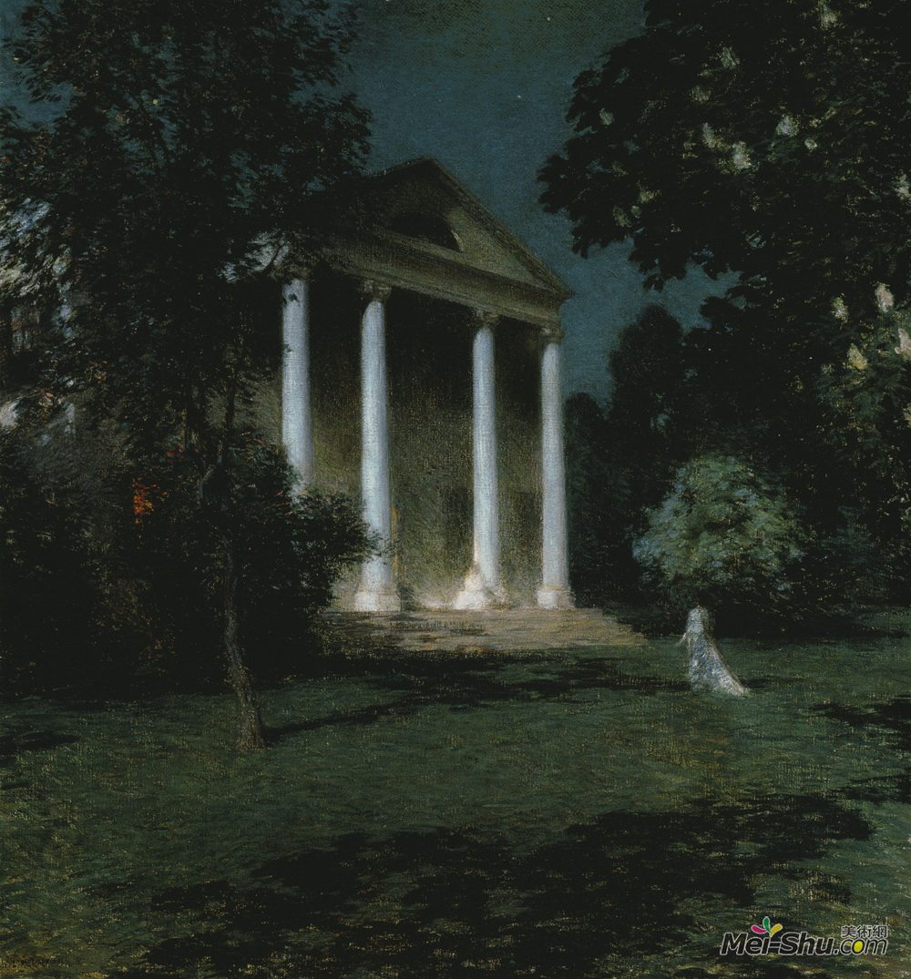 乌伊拉德·梅特卡夫(Willard Metcalf)高清作品《五月之夜》