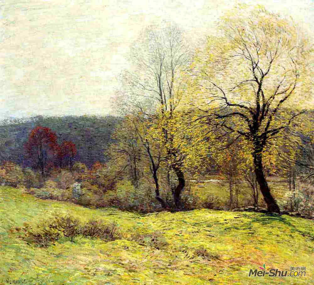 乌伊拉德·梅特卡夫(Willard Metcalf)高清作品《五月牧歌》